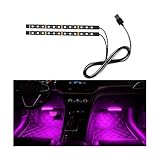 XINLIYA Car LED Strip Light, 12V 24LEDs Neon Car Interior Atmosphere Lamps with USB Port, Waterproof Under Dash Automotive Decorative Ambient Lighting Kit, Universal for SUV RV Truck(Pinkish Purple)