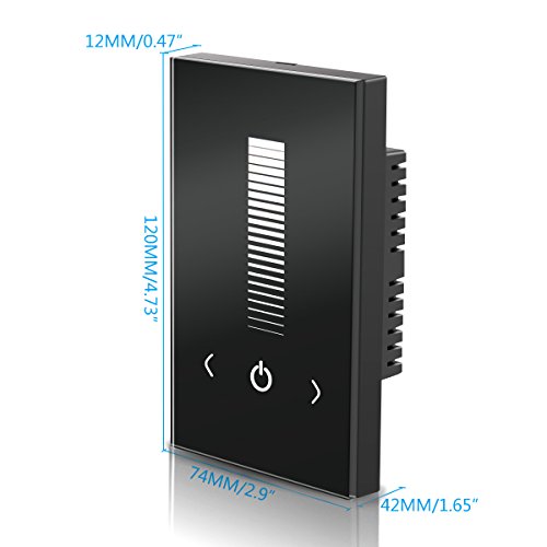 BINZET Wall-Mounted Glass Touch Panel LED Dimmer Switch Brightness Controller DC 12-24V for Single Color LED Strip Light - Black by BINZET - Image 3