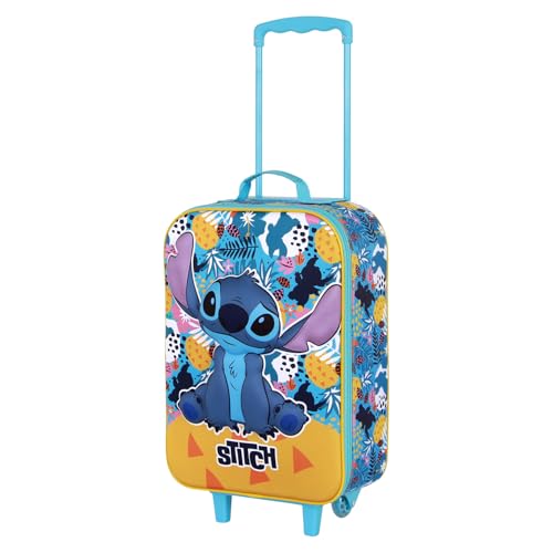 Disney Lilo e Stitch Colors-Valigia Trolley Soft 3D, Turchese, 17 x 33 x 52 cm, Capacità 26 L