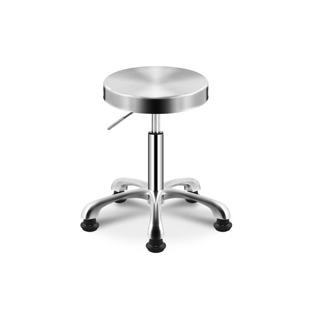 GTHTUHFD Stainless Steel Beauty Stool Barber Shop Hairdressing Stool Does Not Stick Pulley Stool Rotating Lift Chair,Silver B