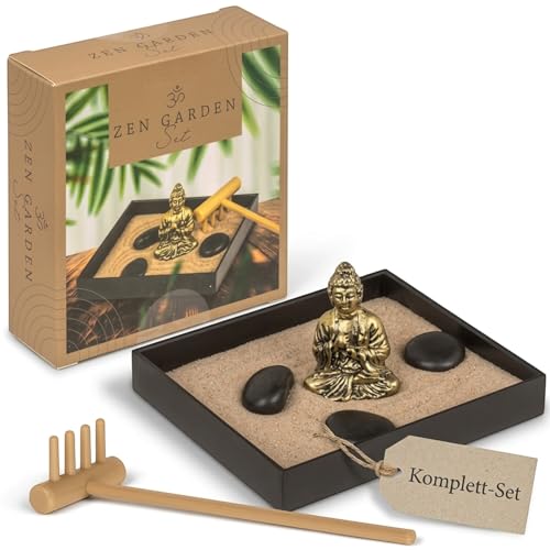 MIJOMA Mini kit de jardin zen avec figurine de Bouddha – Décoration de table pour la pleine...