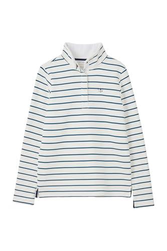 Image of LightHouse Womens Haven Sweatshirt - Ladies Warm Popper Detail Cotton Top - Teal Stripe - 12