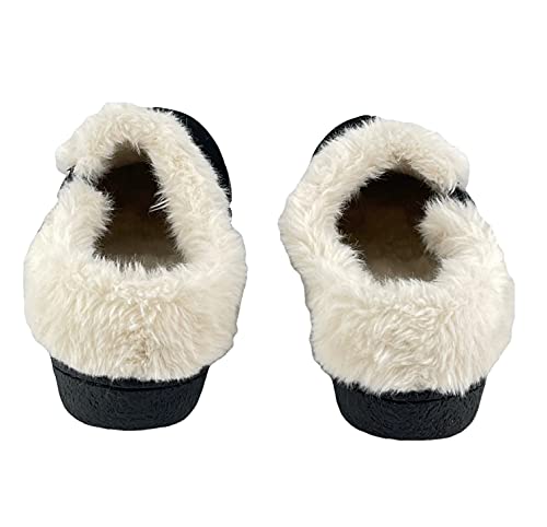 Clarks Womens Suede Leather Slipper with Gore and Bungee JMH2213 - Warm Plush Faux Fur Lining - Indoor Outdoor House Slippers For Women (6 M US, Black)4