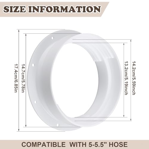 Image of 1 Portable AC Wall Vent Connector, 5 and 5.5 Inches, White