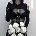 Women Crop Top Sexy Cosplay Broken Hole Gothic Street Punk Shirt Button Hip hop Strapless Hooded Tunic Top Shirt Black