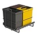 LM 64/3a Einbau Mülleimer ausziehbar mit 3 Abfalleimer (1x11L, 2x8L) in Farben anthrazitgrau, gelb, braun - Trio Mülltrennsystem für die Küche Unterschrank- Korbauszug anthrazit 32,8 x 43,3 x 35,4cm
