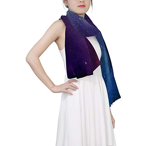AUUXVA Women Silk Scarf Lightweight Long Soft Chiffon Shawl Wrap Neck Scarves Muffler for Ladies Girls Men (Purple Nebula)3