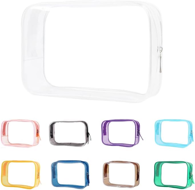 Buminee Necessaire transparente com zíper para cosméticos e viagem, 16,76 x 5,84 x 11,94 cm, 1 unidade