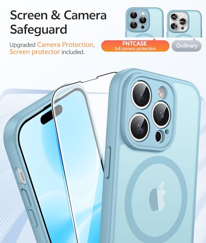 Image of FNTCASE for iPhone 14 Pro Max Case: [Compatible with Magsafe] Translucent Matte Cases with [Full Camera Protection] [Screen Protector] Military Grade Shockproof Protective Phone Cover - Teal