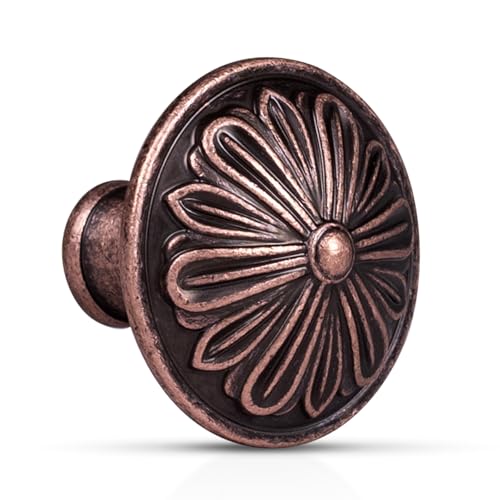 Image of DWYL & LWYD 10 Pack Antique Copper Kitchen Cabinet Knobs -1.4 inch Dia Solid Zinc Alloy Single Hold Knob - Round Vintage Copper Knobs for Cabinets and Drawers,Cabinet Handles Vintage Drawer Pulls