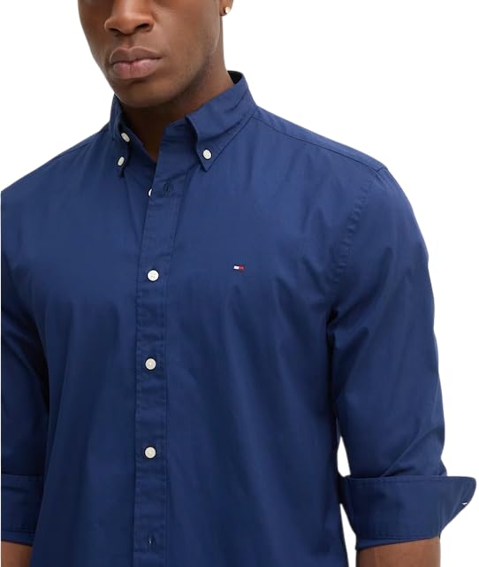 Tommy Hilfiger Herren Hemd Flex Poplin Solid Regular Fit, Blau (Preppy Navy), XS – Ansicht 3