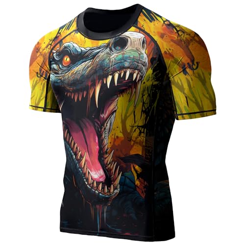 Desantiago Workout Compression Shirt, Mens Rash Guard Short Sleeve, Stretchable Fabric