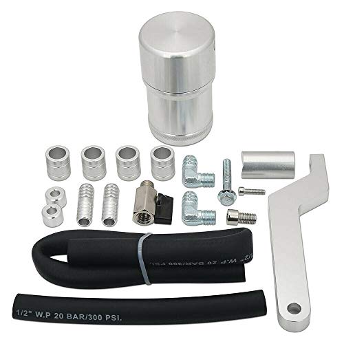 SUPERFASTRACING Oil Catch Can Tank Replacement for 2009-2019 Dodge RAM Trucks 1500 2500 5.7L 6.2L 6.4L Silver - Thumbnail 3