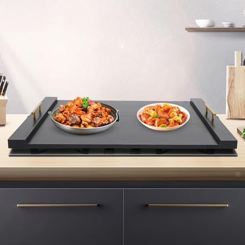 Cubierta para estufa tabla de cortar con asas, cubierta para estufa de madera para quemadores de gas, cubierta para fregadero de cocina para espacio de mostrador, soporta hasta 44.09 libras (Negro) miniatura 3