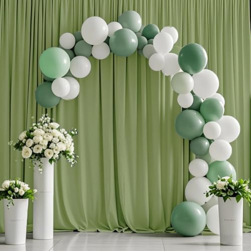 Rideau de fond de mariage vert 170x300 cm en soie et polyester