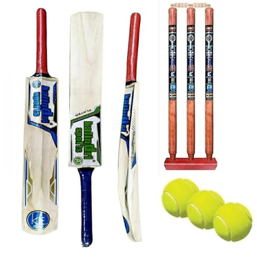 Kalindri Sports - Kalindri Sports Cricket Set, Size 6 Bat, Wickets and Tennis Balls, Youth Training Kit, 10-15 Years, Multicolour