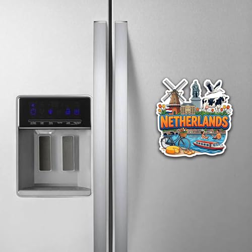 Image of Netherlands Engineered Wood Fridge Magnet - Glossy Precision Laser Cut HD Print | Durable Magnetic Souvenir Decor for Refrigerator & Locker