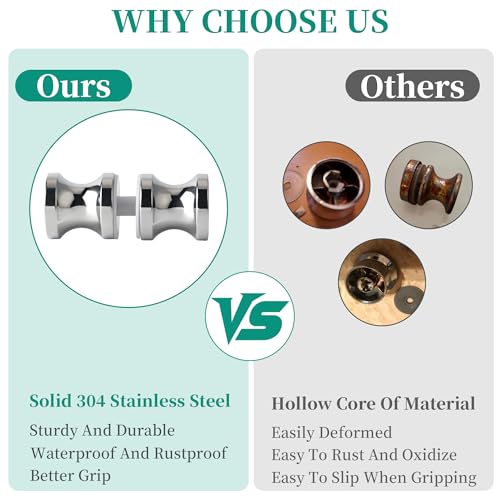 Alise Shower Glass Door Handle,Sliding Shower Doors Knob, Double Sided Pull Hardware Replacement Parts for Bathroom Glass Doors, Solid SUS304 Stainless Steel Polished Chrome - Thumbnail 5