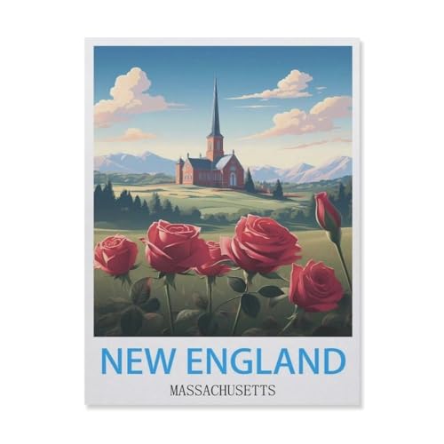 Jigsaw Puzzles for Adults 1000 Piece，New England Massachusetts，Classic Puzzle Teens Boys Girls Puzzles for DIY Intellective Educational Game, Gift Home Decor（50x70cm）-FH90