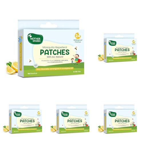 Image of Mother Sparsh 100% All Natural Mosquito Repellent Patches for Babies with 12hr. Protection | With Citronella, Lemongrass & Eucalyptus Oil Protects from Dengue, Malaria, Chikunguniya (24 Patches)