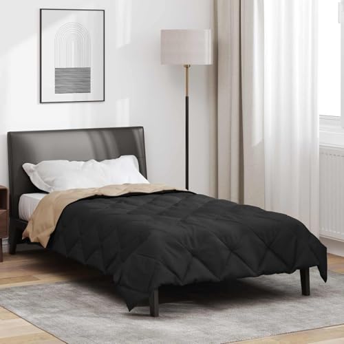 Teenpull Edredón de verano de microfibra, 220 x 135 cm, color negro, topo, ligero, transpirable, regula la temperatura, para dormitorio, cama de invitados, cama de niños, cama de matrimonio, vegana