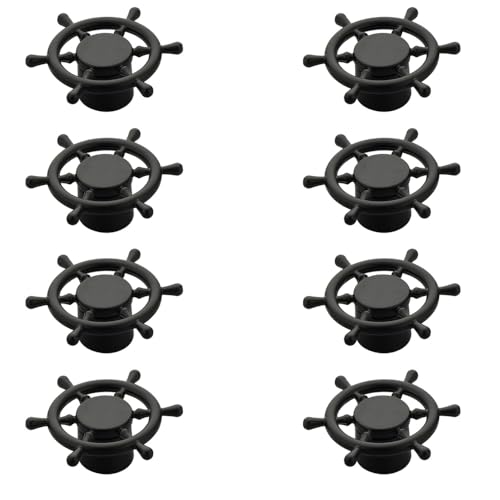 Image of Ship Wheel Design Knob for Drawer /Door Knob /Drawer Knobs /Decorative Knobs and Pulls (Black Finish) Zinc Alloy Pack of 8-| 3 Years Warranty |