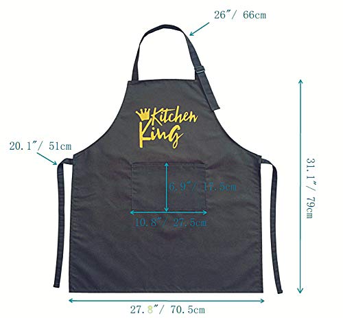 Aprons For Men Cute Chef Apron, Kitchen Cooking Mens Apron, Adjustable Funny Apron With 2 Pockets (King) #TOP3