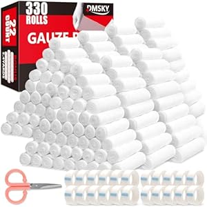 330 Pack Gauze Rolls Bandages, 4 in x 4.1 Yards, Individually Wrapped Breathable Rolled Gauze, Premium First Aid Supplies & Medical Supplies for Wounds
