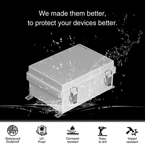 Qilipsu Pc/Abs Alloy Plastic Waterproof Outdoor Junction Box, 13.8"X9.9"X5.9" Ip66 Electrical Enclosure With Mounting Plate, Wall Brackets, Grey Hinged Door Weatherproof For Projects #TOP4