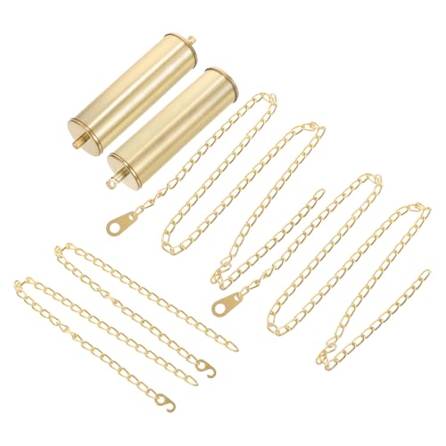 Housoutil Cuckoo Clock Weight Set Golden Metal Cuckoo Clock Weight with Chain Kit Cuckoo Clock Pendulum DIY Clock Mechanism Replacement Part