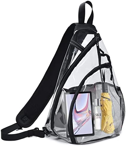 OSOCE Clear Sling Bag with Reflective Belt- Transparent Crossbody Backpack Shoulder Casual Daypack Clear Bag for Men Women Outdoor Cycling Hiking Travel