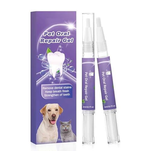 AKTOUR for Small Dogs Oral Restorative Gel Bad Breath Without Brushing Pet Teeth Pen Pet Breath Gel Care Cleaner 3ml Puppy Soft for Teething (Purple, 12.5X1.2CM)