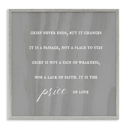 Stupell Industries Grief Is Strength Mourning Phrase Grey Patterned Background, Design by Daphne Polselli, 24 x 24