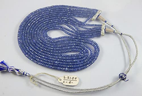Perles saphir bleu pour création de bijoux avec 6 rangs de pierres facettées 3-5 mm