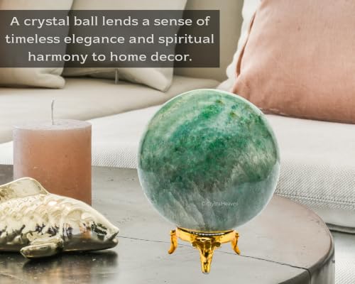 Image of Certified Green Aventurine Crystal Ball for Meditation - Premium Crystal Vastu Items for Home and Feng Shui Items for Good Luck - Ideal for Pooja Supplies and Spiritual Practices (3 inch Inch)