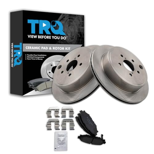 Image of TRQ Rear Brake Pad and Rotor Set Ceramic Compatible with 2010-2014 Subaru Legacy 3.6R Limited 2010-2013 Legacy 3.6R 2010-2012 Premium