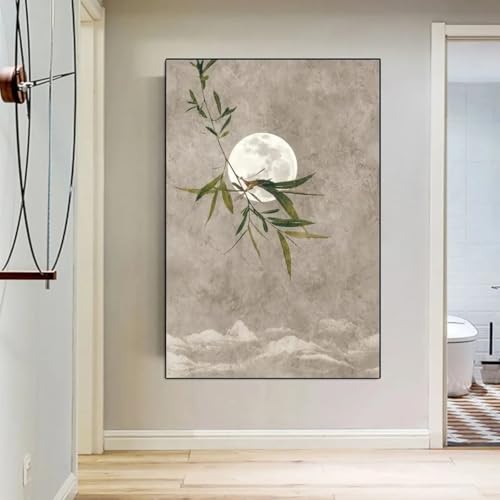 Impression sur toile de bambou et lune pour la décoration de votre salon