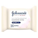 Johnson’s Make-Up Be Gone 5-in-1 Extra-Sensitive Cleansing Wipe, Gently Remove up to 99% of Makeup, Including Waterproof Mascara, Pack of 25 Wipes