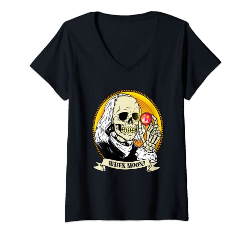 Femme Logo Decentraland amusant « When Moon Halloween Hodl Crypto » T-Shirt avec Col en V