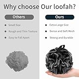 BCKENEY Bath Loofah Shower Sponge Back Scrubber Soft Mesh Shower Puffs Exfoliating Body Loofa for Women & Men Cleaning Tool Bath Accessories (4Pack 60G Charcoal Black) - Image 3