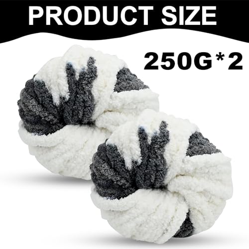 Chunky Wool Yarn 250g 2, Knitting Wool Yarn Coarse Yarn Multi-Colored Knitting Yarn for Crochet, 2cm Soft Chunky Yarn for Yarn Projects Making Handmade Bags Hats Blankets Pillow Cushion Cat Bed - Image 2