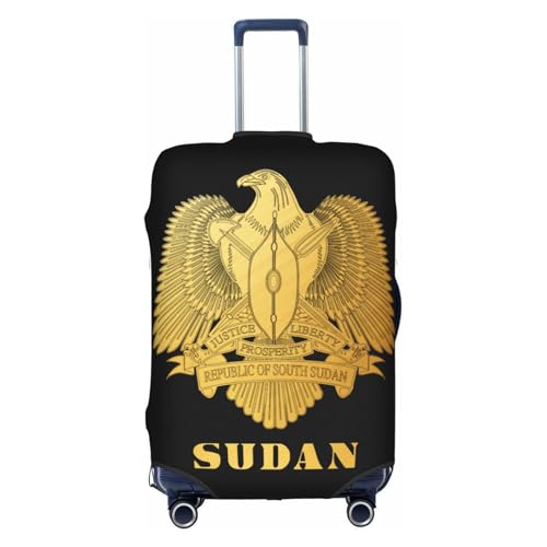 Sudan Golden Emblem Universal Stretch Suitcase Cover Carry On Luggage Sleeve Anti Scratch Travel Baggage Protector for Unisex Women Travel Large