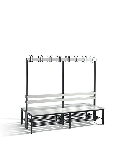 Preisvergleich Produktbild Doppelseitige Garderobenbank Basic mit Schuhrost, H1650xB1960xT756mm