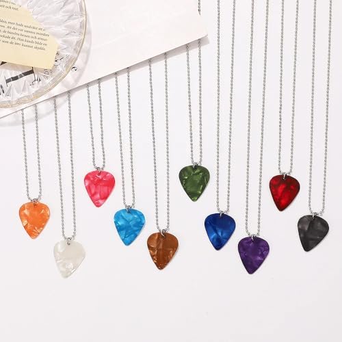 TQHGM Girl Products 925 Sterling Silver Rock Roll For Women and Men, Heart Shape Pendent Pick Movie Peripherals Neck Chain, Spiked Punk Choker, Guitar, - imagen 6