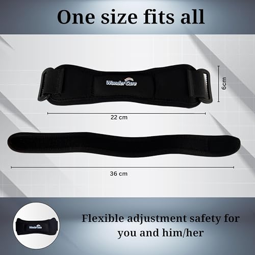 Image of Wonder Care Neoprene Adjustable Patella Knee Support With Silicon Insert For Knee Pain,Patella Tendon Support For Gym Squats,Running,Patellar Tendon Strap Men & Women Free Size (4,Black)