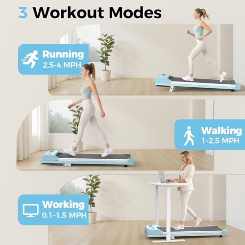 Image of Walking Pad Treadmill for Home Office, Under Desk Treadmill with 2.5HP Quiet Motor, 6% Manual Incline, Remote Control, LED Display, 300 lbs Capacity