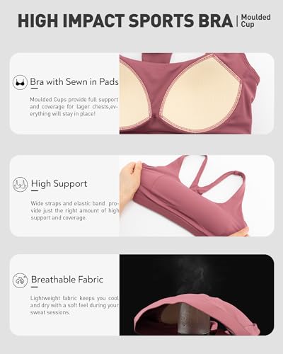 Image of RUNNING GIRL Sports Bras for Women High Support,Racerback High Impact Sports Bra Moulded Cup Workout Bra Push up