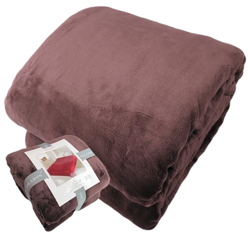 FOHOG COLLECTION Queen Blanket 430 GSM Extra Large for Fall Winter Spring All Season Cozy Warm Soft Medium Weight Thermal Thick Flannel Fleece for Couch Bed Sofa 88 x 95 inches by SOLARON (1, Brown)