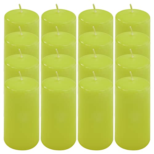 Stumpenkerze Höhe 10 cm Ø 5 cm lange Brenndauer Rund-Kerze Säulenkerzen Kerzen-Deko Tafelkerzen Weihnachts-Kerzen Hochzeits-Deko (hellgrün, 16)