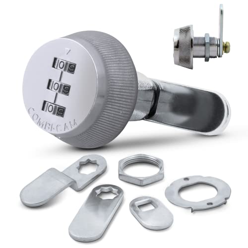 FJM Security 7850R-M 7850-M Chrome Medium Combi Combinated Cam Lock, 0.875